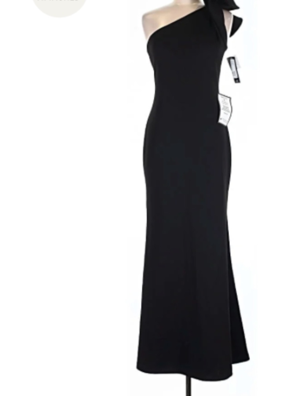 NWT One-Shoulder Satin Bow Crepe Mermaid Gown; Betsy & Adam; Size 4: Only $99!!